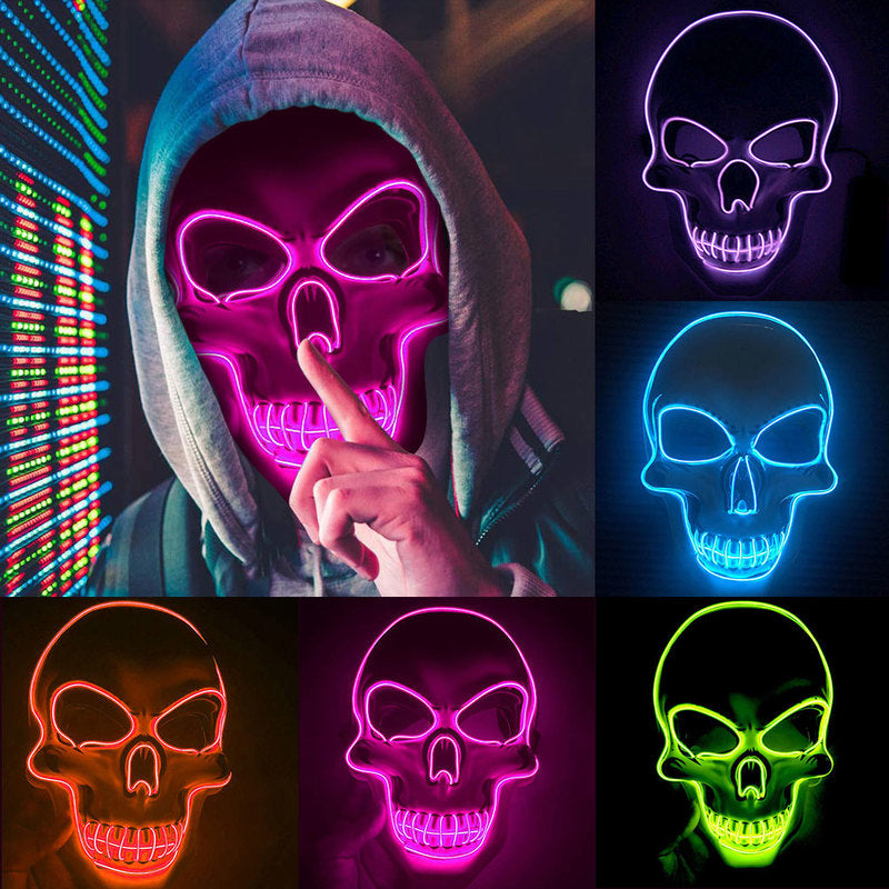 Halloween-Skelettmaske LED Glow Scary Mask