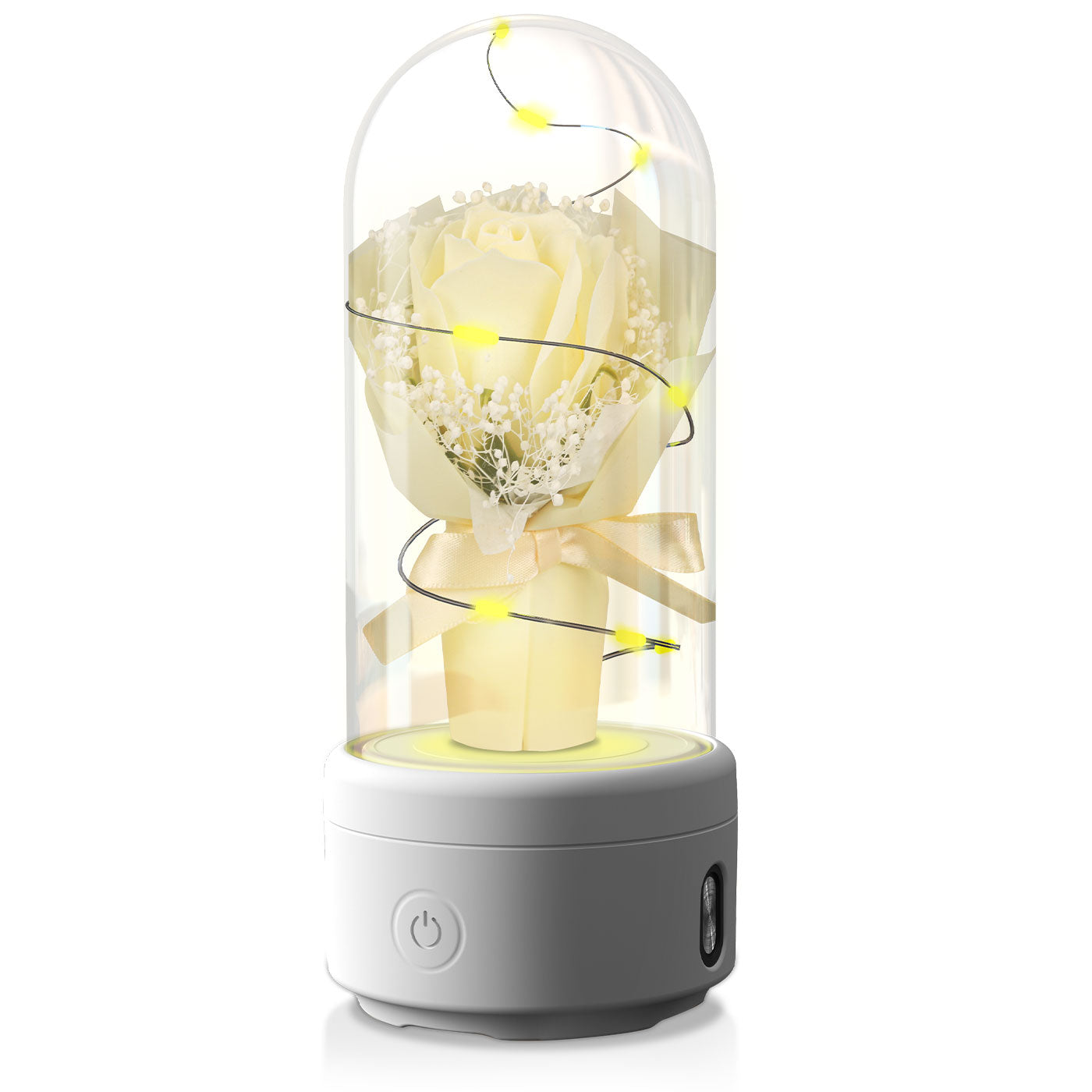 Kreatives 2 In 1 Bouquet LED-Licht Und Bluetooth-Lautsprecher Muttertagsgeschenk Rose Leuchtendes Nachtlicht Ornament In Glasabdeckung