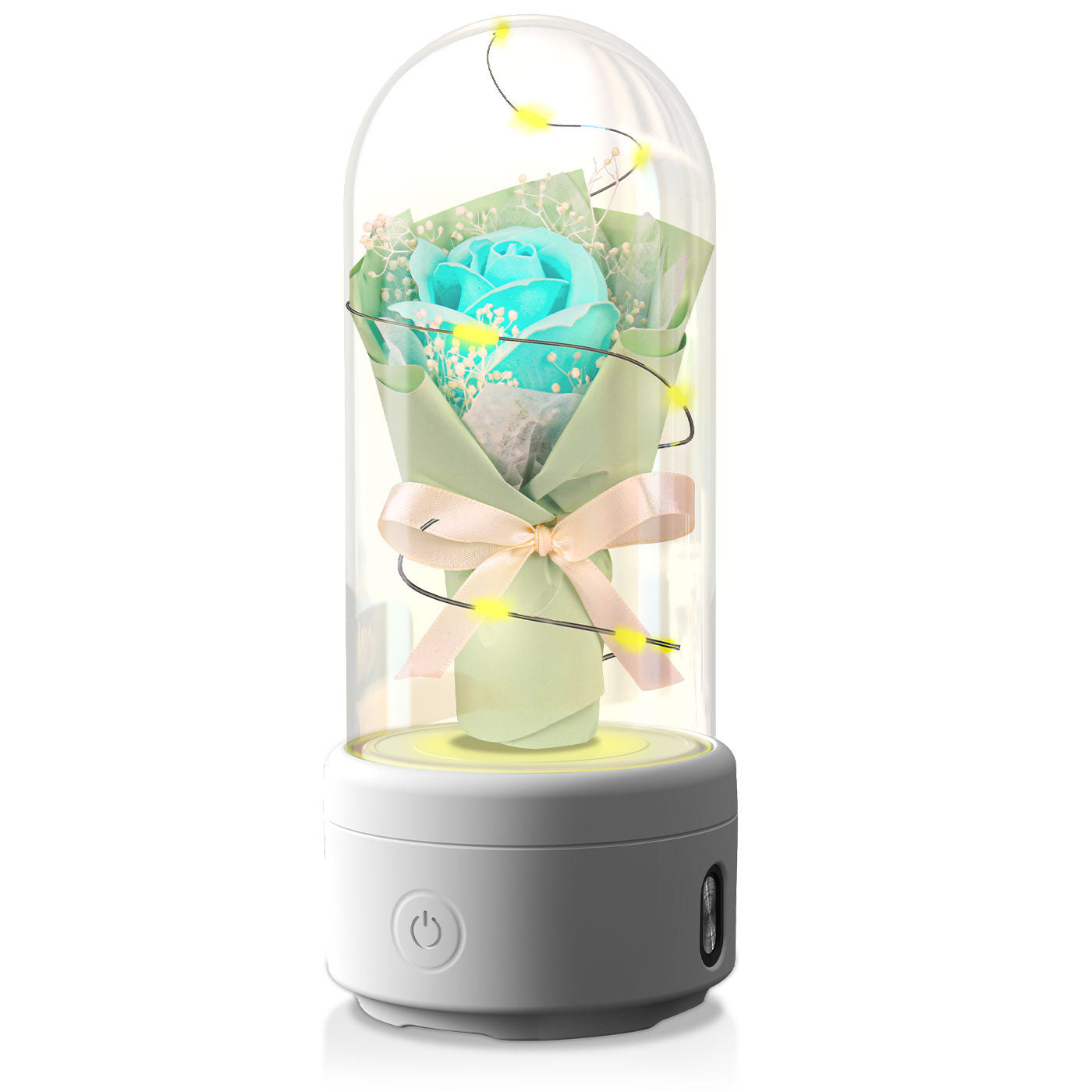 Kreatives 2 In 1 Bouquet LED-Licht Und Bluetooth-Lautsprecher Muttertagsgeschenk Rose Leuchtendes Nachtlicht Ornament In Glasabdeckung