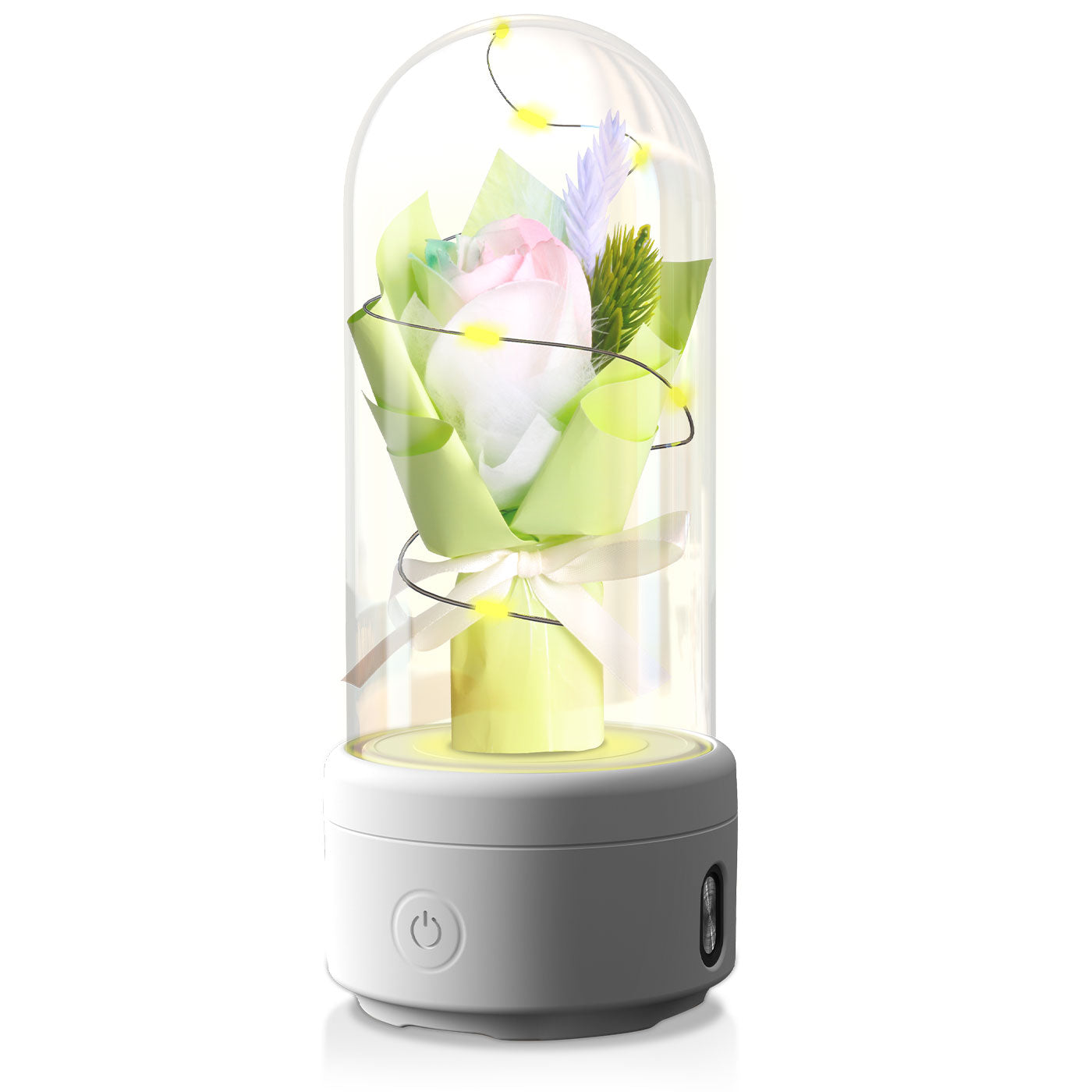 Kreatives 2 In 1 Bouquet LED-Licht Und Bluetooth-Lautsprecher Muttertagsgeschenk Rose Leuchtendes Nachtlicht Ornament In Glasabdeckung